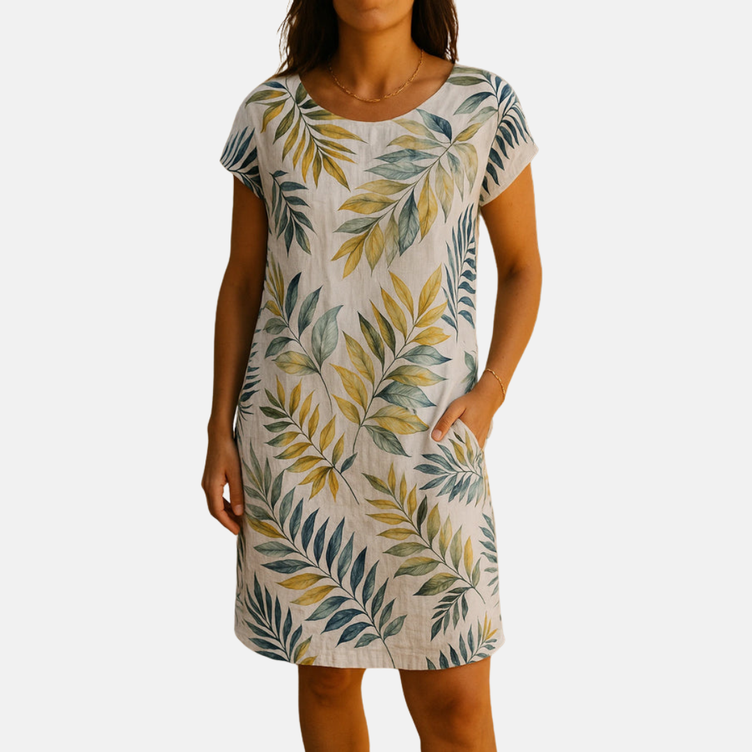 Summer Dress – Breezy Midi Dress with Botanical Print
