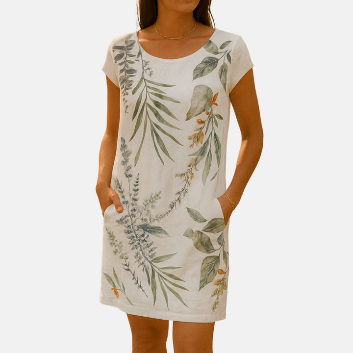 Summer Dress – Breezy Midi Dress with Botanical Print