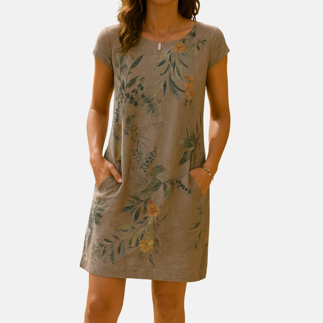 Summer Dress – Breezy Midi Dress with Botanical Print