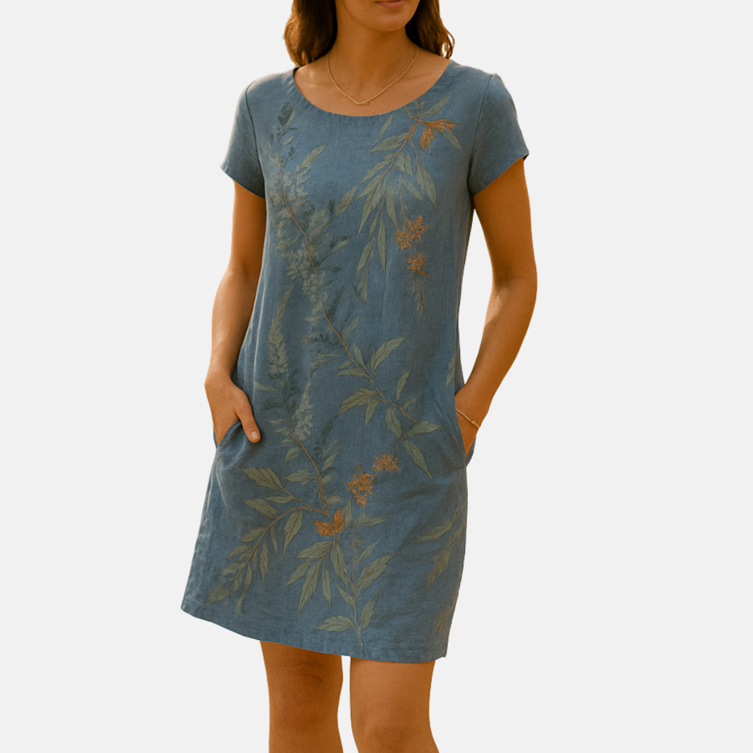 Summer Dress – Breezy Midi Dress with Botanical Print