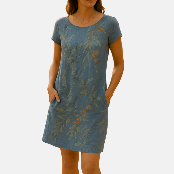 Summer Dress – Breezy Midi Dress with Botanical Print