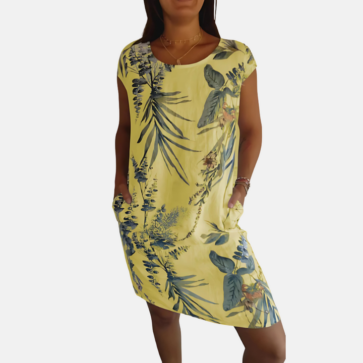 Mia - Long Floral Tunic Dress With Tummy Coverage