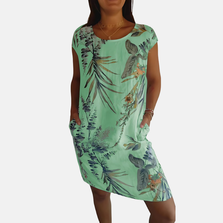 Mia - Long Floral Tunic Dress With Tummy Coverage