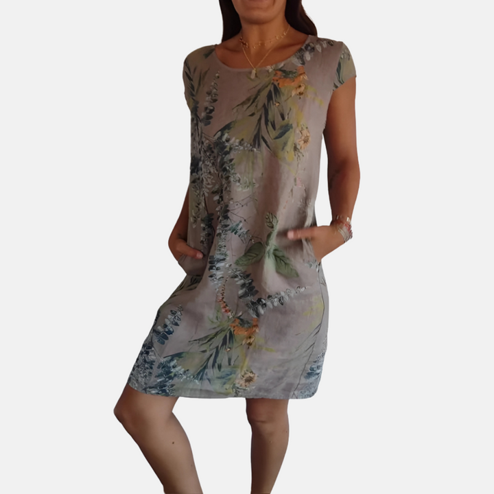 Mia - Long Floral Tunic Dress With Tummy Coverage
