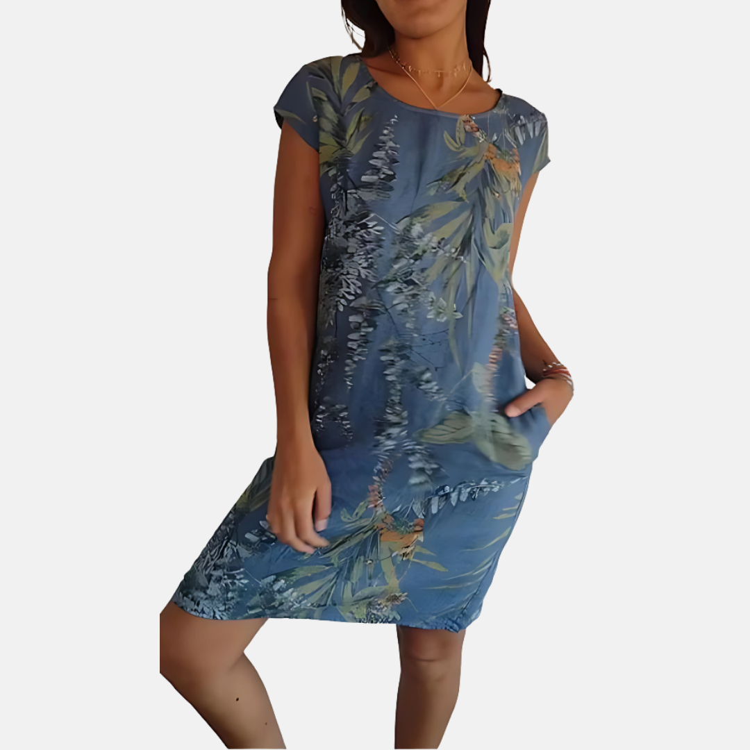 Mia - Long Floral Tunic Dress With Tummy Coverage