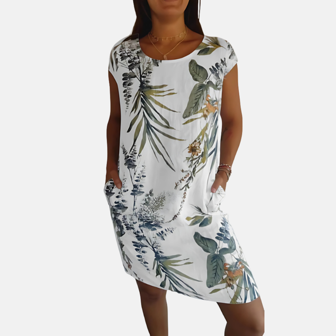 Mia - Long Floral Tunic Dress With Tummy Coverage