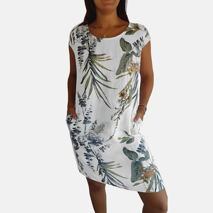 Mia - Long Floral Tunic Dress With Tummy Coverage