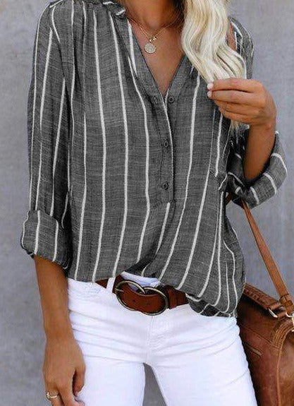 Giana - Striped Casual Blouse