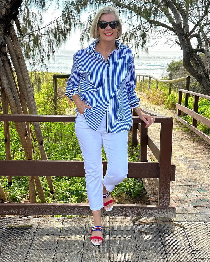 Nancy - Elegant Long Striped Shirt