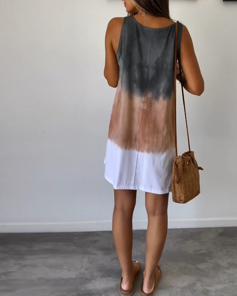 Josie - Tie-Dye Ombre Sleeveless Midi Dress