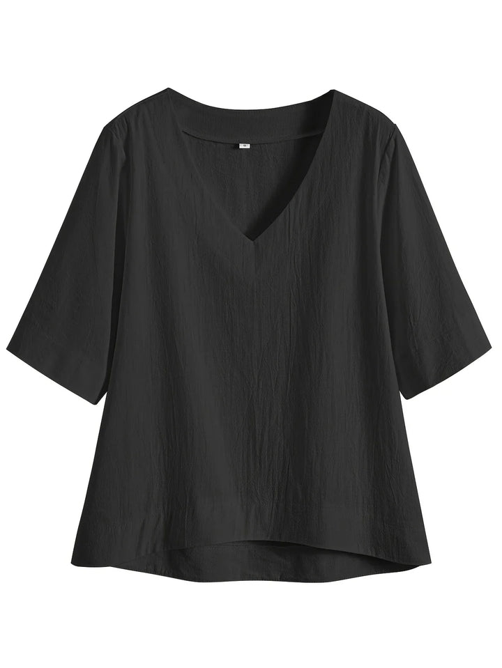 Olivia - Chic V-Neck Blouse with Wide Short Sleeves