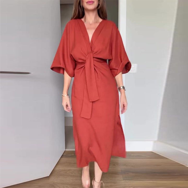 Midi Dress for Women – Elegant Wrap Dress with Slit for Summer