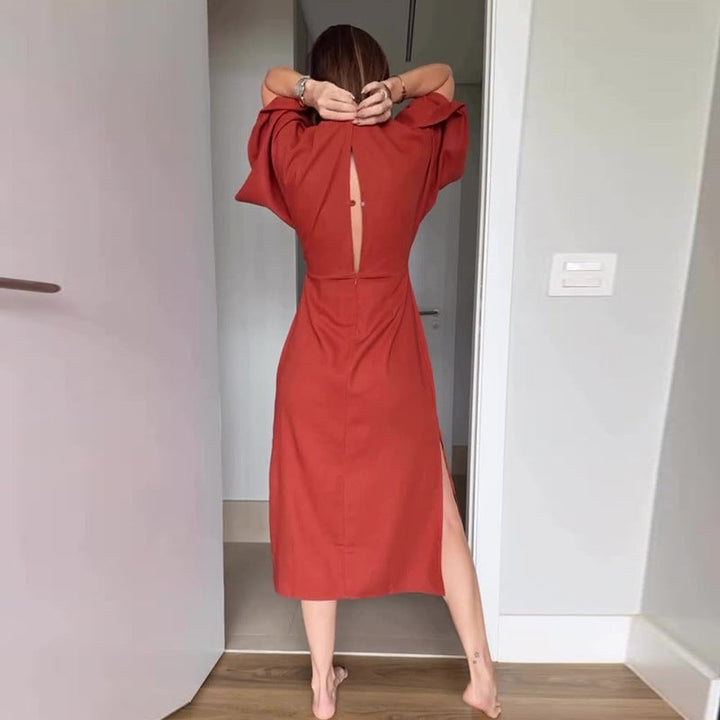 Midi Dress for Women – Elegant Wrap Dress with Slit for Summer