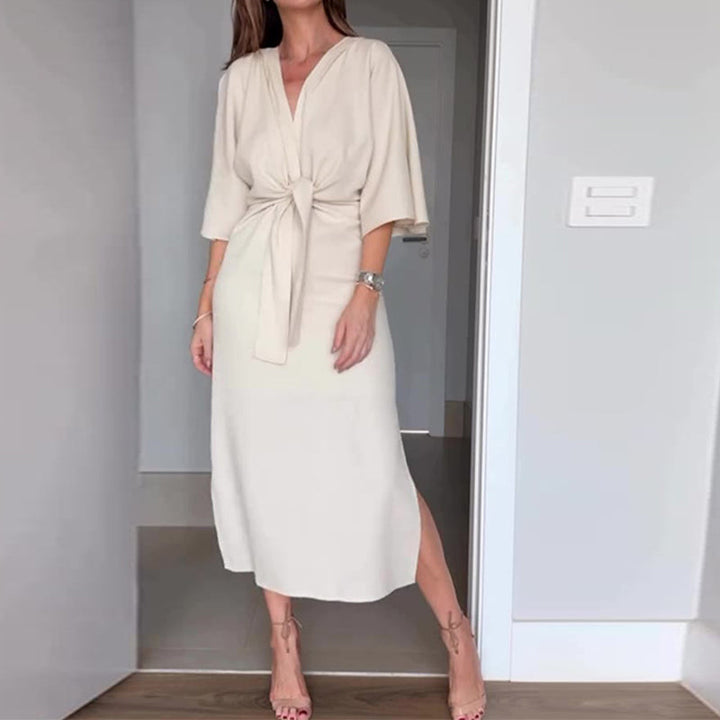 Midi Dress for Women – Elegant Wrap Dress with Slit for Summer